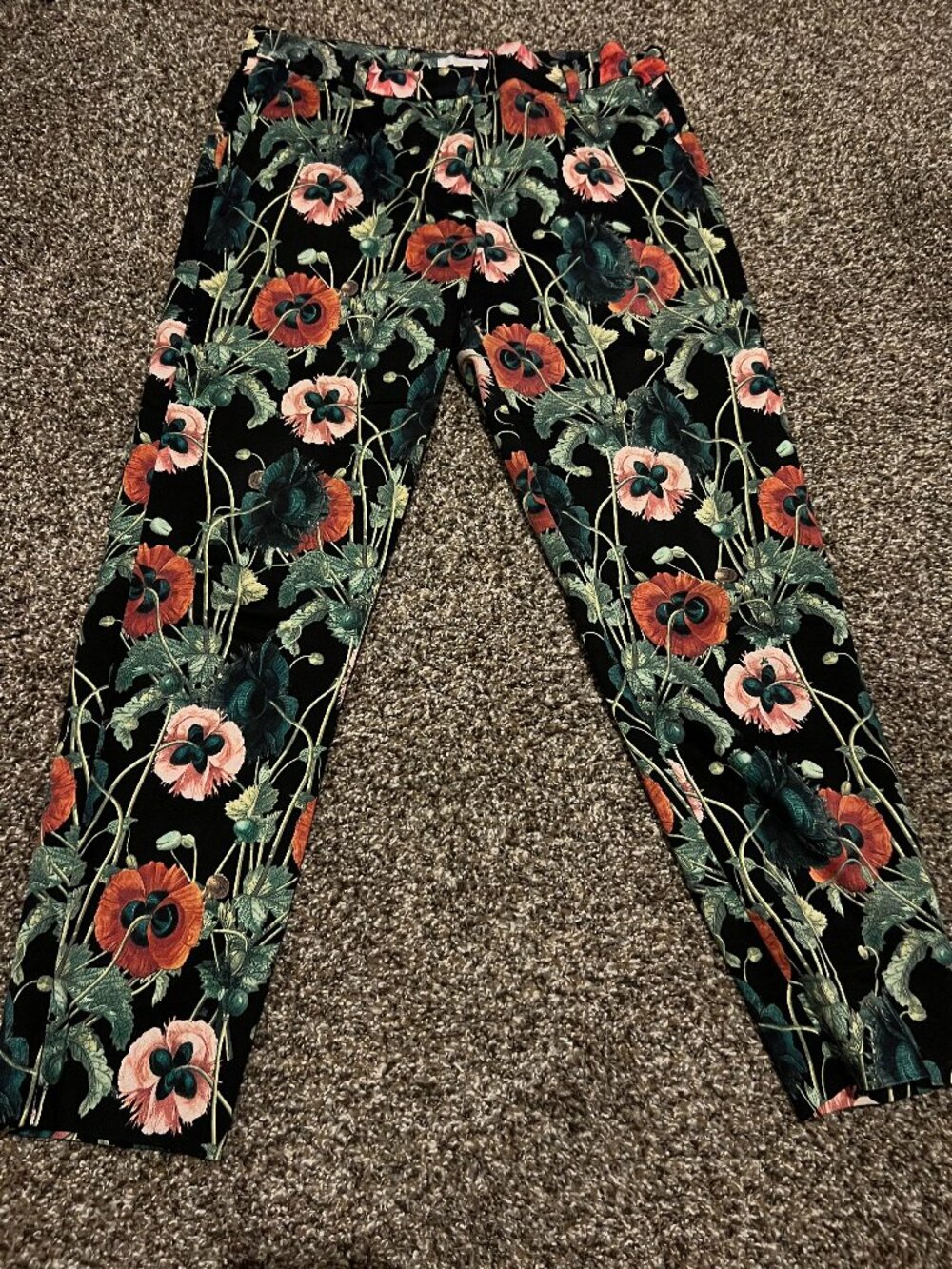 H&M dark floral print high waisted cropped ankle pants - Size US 10